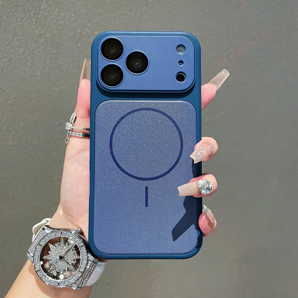 Магнитный чехол для телефона Для iPhone 17 12 13 14 1 16 17 Pro Max Plus Официальная ткань Большие окна Ударопрочный Защитный чехол
