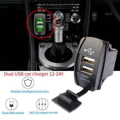 3.1a Dual USB автомобильное зарядное устройство, кулисный переключатель 12-24 В, водонепроницаемое автомобильное зарядное устройство для телефона, мотоцикла с линией электропередачи для автомобиля, лодки, внедорожника