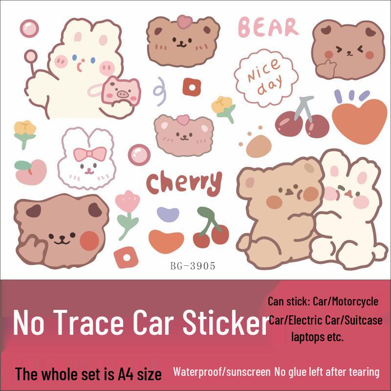 Little Bear Waterproof Electric Car & Motorcycle Tail Stickers - Creative Decoration
