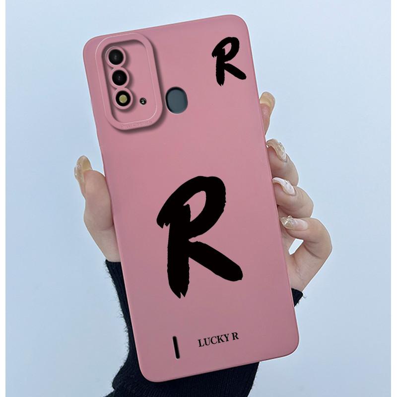 For ITEL Vision 2S P37 P651L P651W Case Cover Lucky Initial Letter Silicone Soft Matte Phone Bumper for ITEL Vision2S P37 Casing
