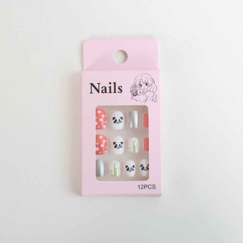 Snowflake Snowman Children Christmas False Nails Bunny Flower Kids Fake Nail Extension  Girls Gift