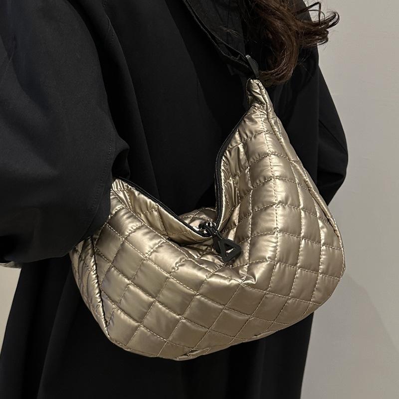 Сумки Осенние и зимние сумки из хлопка с вышивкой в виде ромбов Большая вместимость Модные и универсальные сумки через плечо на одно плечо