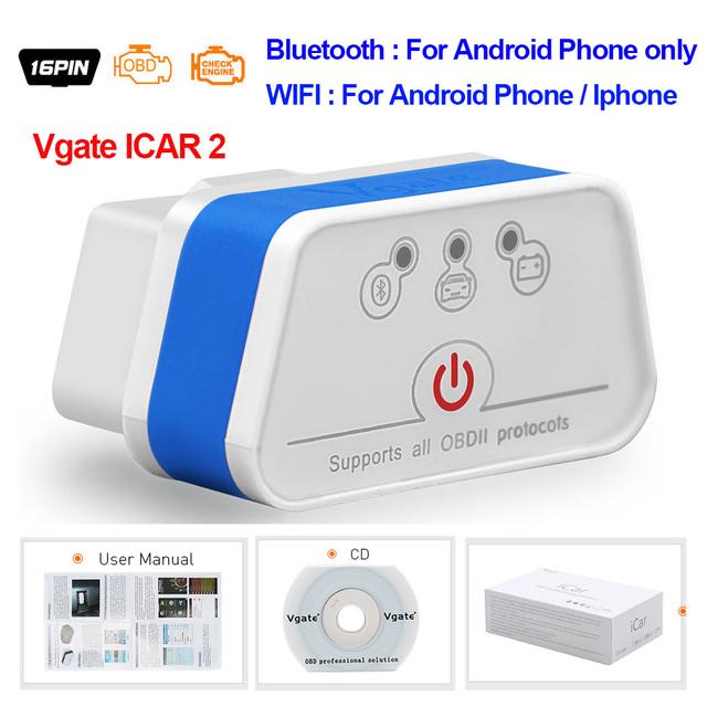 Vgate iCar2 obd2 bluetooth-сканер ELM327 V2.2 obd 2 wifi icar 2 автомобильные инструменты elm 327 для android/PC/IOS считыватель кодов
