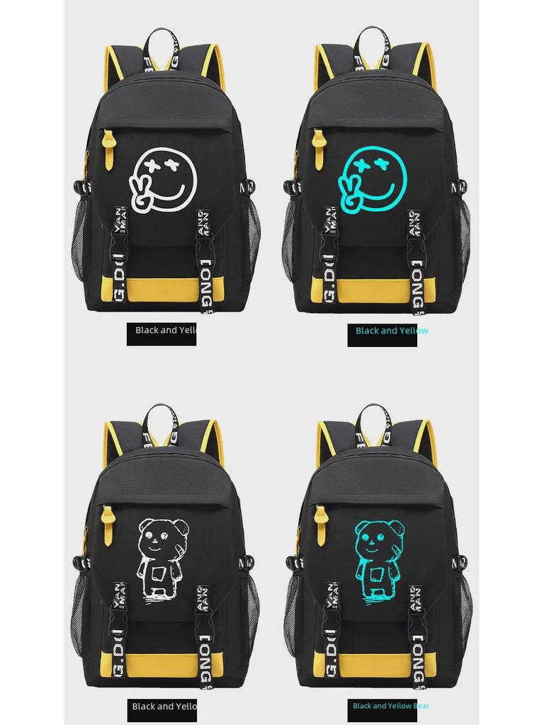 Мужской рюкзак из ткани Оксфорд: Модный светящийся школьный ранец, вдохновленный корейским аниме Харадзюку, для учеников младших классов