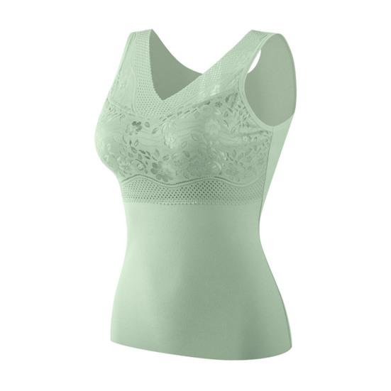 Термомайка для женщин с V-образным вырезом, без рукавов, топ-камисоль с бюстгальтером с подкладкой, зимняя теплая майка, базовая майка с высокой эластичностью