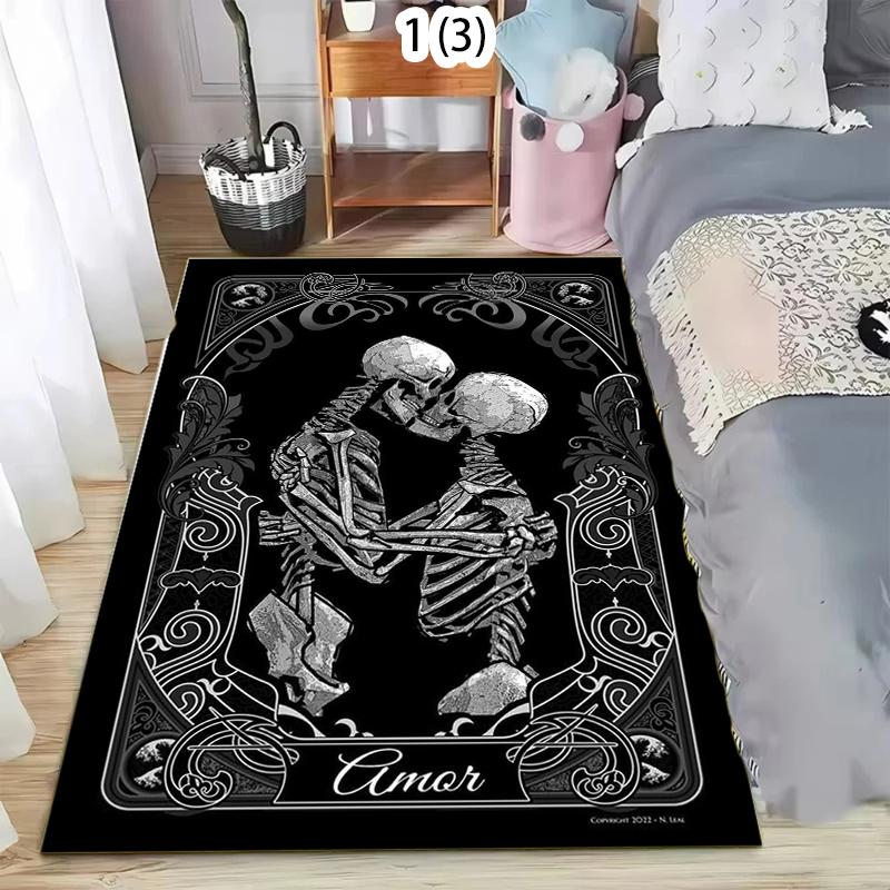 Skeleton Pattern Anti Slip Door Mat - Machine Washable Lightweight Carpet Suitable for Living Rooms Bedroomshome Decor Rugs