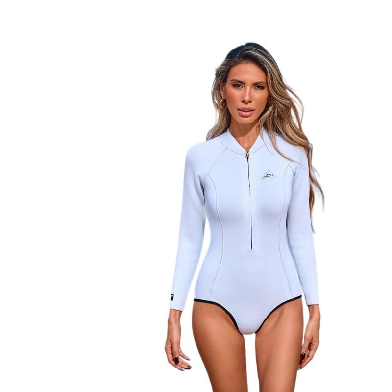 Diving Wetsuit Women 2mm Full Body Shorty Neoprene Female Snorkeling Freediving Swimsuit White Black