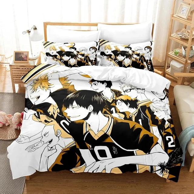 Комплект постельного белья с рисунком из мультфильма «Аниме Haikyuu» с 3D-печатью, волейбол, для мальчиков, пододеяльник, односпальный, двуспальный, роскошное постельное белье для детей, подростков, подарок