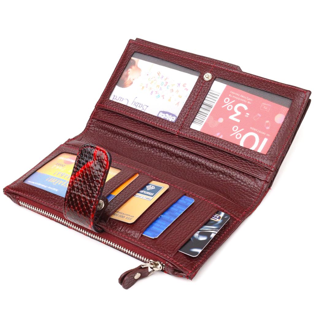 Необычный Женский кошелек из натуральной кожи с тиснением под змею CANPELLINI Wallet 21647 Разноцветный