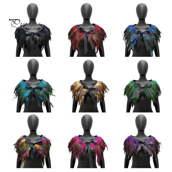 Женская шаль в готическом стиле, перьевая накидка, шарф, наплечная шаль, карнавальный костюм, винтажная шаль ручной работы с регулируемым атласным галстуком