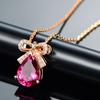 BELLA BOX New Sweet Fashion Bow  Rose Red Color Pendant Clavicle Chain For Women Charm Wedding Engagement Fine Jewelry