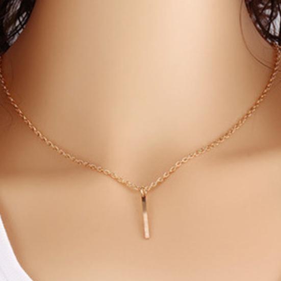 Women Metal Bar Charm Dangle Chain Pendant Necklace
