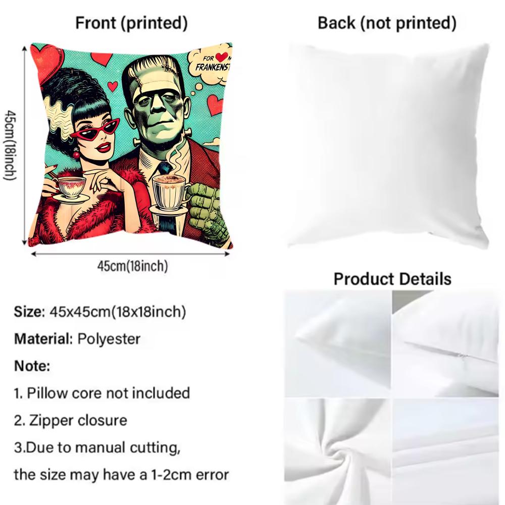 Horrible Bride of F-Frankenstein Cushion Cover Pattern Printed Pillowcase for Living Room Sofa Cushion Cover & Bedroom Decor