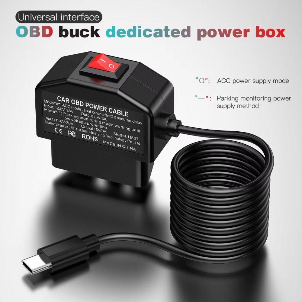 With Switch OBD Power Cord 3A Output Hardwire Cable New OBD Charger  Car Parking
