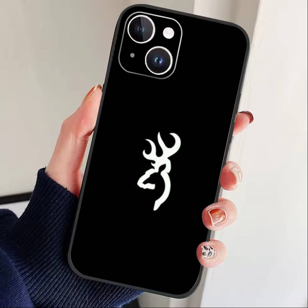 Камуфляжный чехол для телефона 'Охота на оленей' для iPhone 17, 16, 15, 14, 13, 12 Plus, Max, мягкий силиконовый, черный