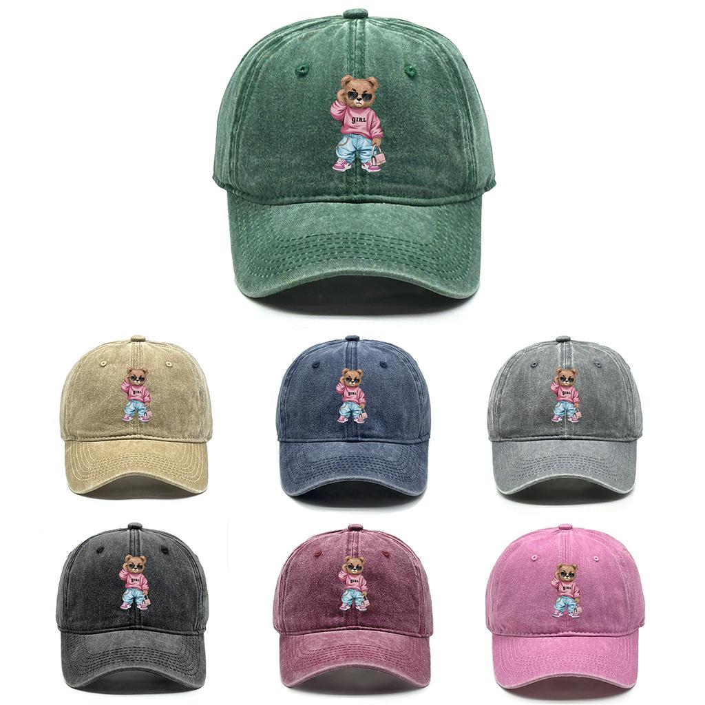 Cool Sunglasses Bear Adjustable Baseball Hat Washed Cotton Trucker Cap Adjustable Buckle Breathable Snapback Caps Camping Hats