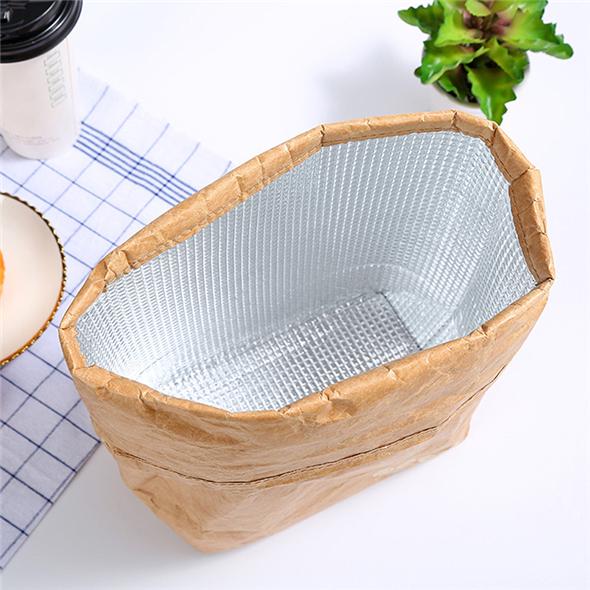 Складная многоразовая сумка для еды, большая вместимость, сумка для ланча, водонепроницаемый изоляционный мешок из крафт-бумаги