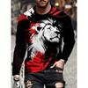 Spring and Autumn Round Neck 3D Animal Pattern Printed Top Fashionable Casual Long Sleeved Men's T-shirts