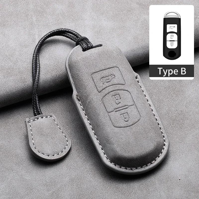 2/3 Buttons Leather Car Remote Key Case Cover Shell For Mazda 2 3 6 Axela Atenza CX-5 CX5 CX-3 CX-7 CX8 CX-9 2016-2019 Accessory H4