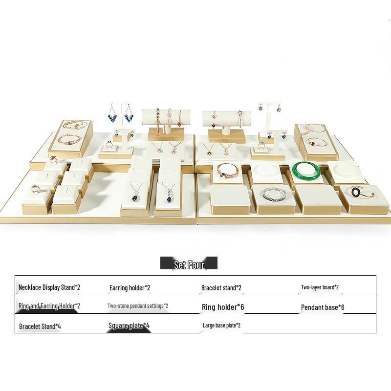Бежевая подставка для демонстрации ювелирных изделий из жадеита из ПУ кожи для колец и подвесок