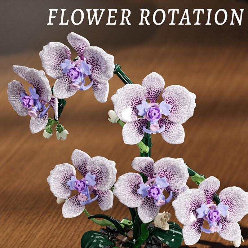 619Pcs Orchid Flower Bouquet Vase Model Bricks Set New Idea Home Decoration Holiday Gifts Building Blocks Ornament