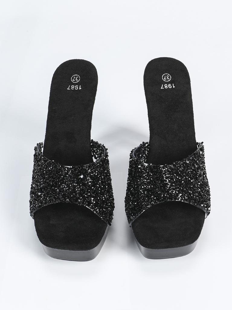 2025 New 12CM Fashion Wedding Sexy Car Model Transparent Nightclub Crystal Square Head Non-slip Slippers LFD-1988-Q8