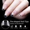 240pcs Half Cover Almond Pre-filed Nail Tips Half Matte XS Press On Fake Nail Extension for Small Tiny Nail Bed 12 Sizes In Box