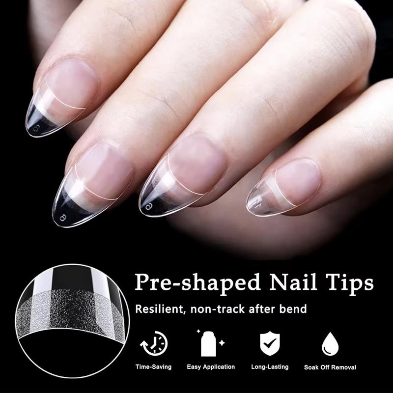 240pcs Half Cover Almond Pre-filed Nail Tips Half Matte XS Press On Fake Nail Extension for Small Tiny Nail Bed 12 Sizes In Box