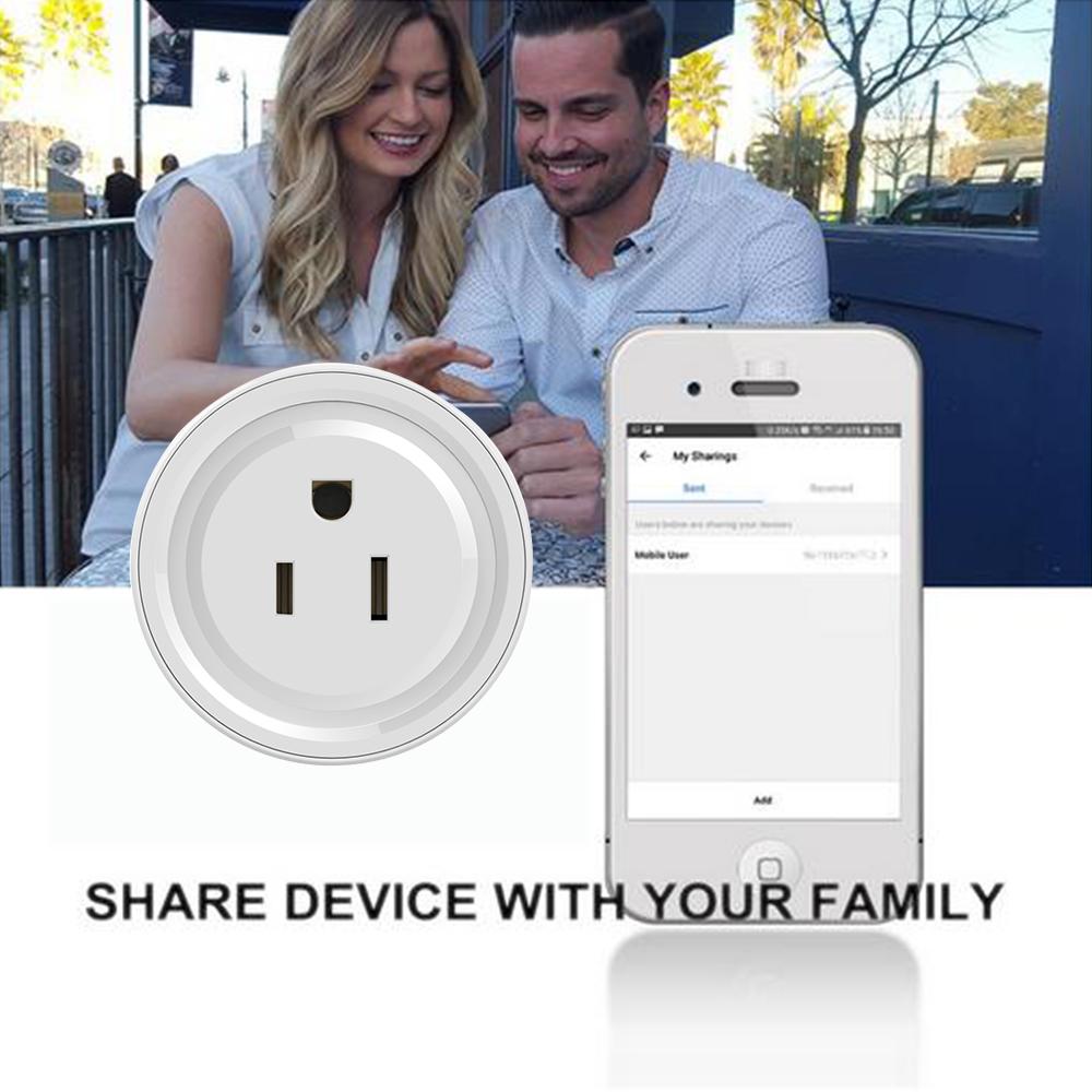 Us Type Tuya Wi-Fi Smart Socket App Control Plug Работает с Google Alexa Voice Timing Функция совместного использования розетки для дома