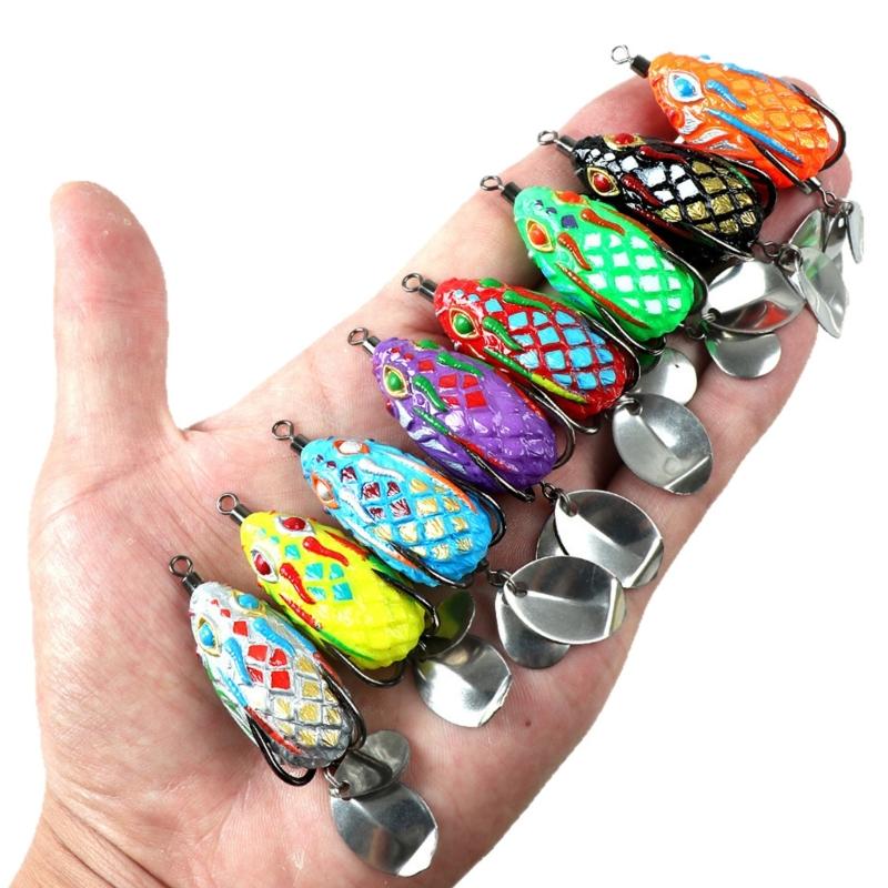 4cm 5.8g Ray Frogs Crankbait Lures PVC Frogs Lures Fishing Lures with Double Hook Blackfish Frogs Baits Multiple Color