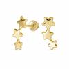 Sun Fun Celestial USA Patriotic Mini Crawler 3 Star Stud Earrings Pins Earrings Screw Back Women Teens Authentic 14K Yellow Gold