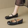 Weiwei Girl 1001-2 French Single Shoes Women's Flat Bottom One Word with Shallow Mouth Cute Round Head Mary Jane Shoes Soft Sole