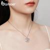 Bamoer 925 Sterling Silver Mother and Daughter Heart Shape Pendant Necklace for Women Birthday Mother's Day Gift Fine Jewelry