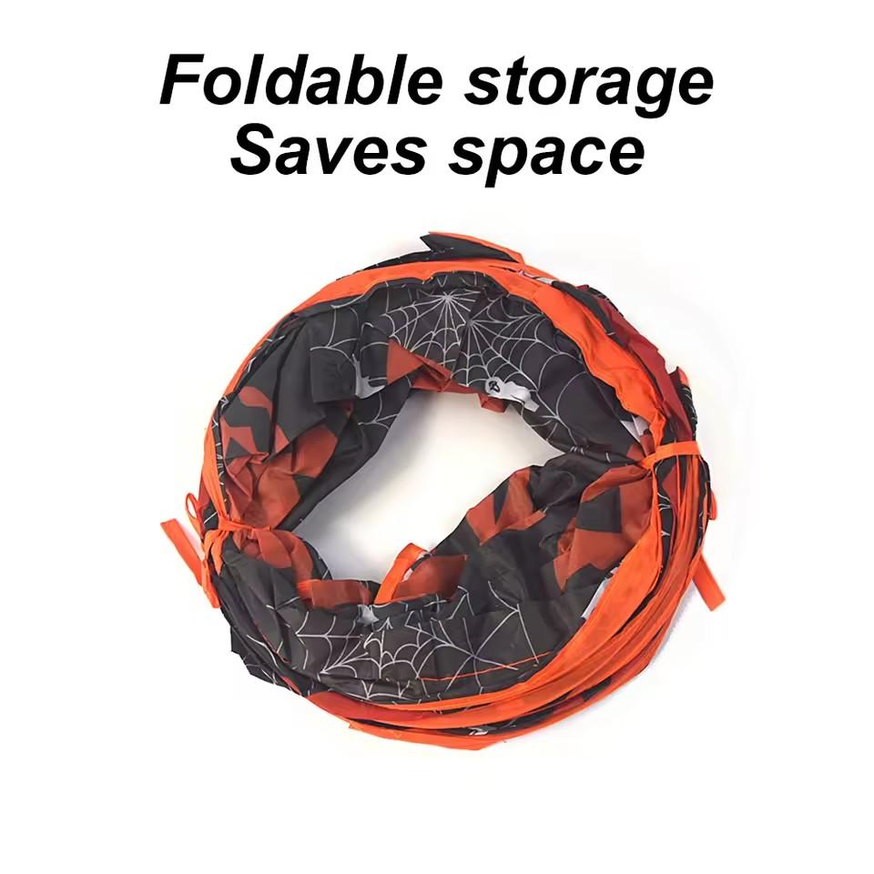 Halloween S/T Shape Cat Tunnel Tube Collapsible Hole Toy for Indoor Outdoor Kitty Training Play Space-Saving Pet Fun