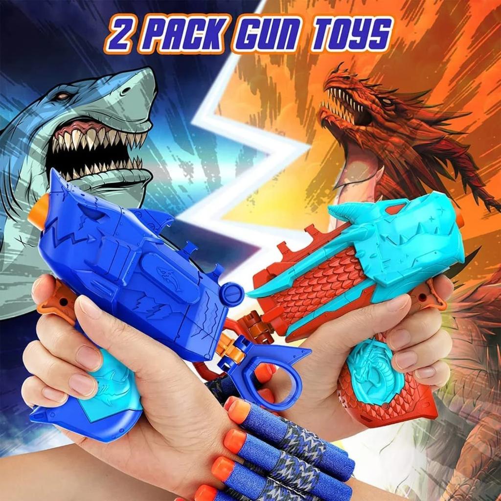 Электронная мишень для стрельбы с 2 игрушечными бластерами с пенопластовыми пулями, подарок на открытом воздухе для детей мальчиков девочек 6-12 лет