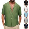 Men's Casual Collar Relaxed Short-sleeved Shirt - Men's Plain Cotton And Linen Breathable Shirt