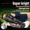 1800MAH Portable LED Flashlight  3 Lighting Modes Power Display Emergency Lantern Outdoor Camping USB Rechargeable Torch