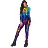 Scary Skeleton Printed Bodysuit Halloween Party Cosplay Costume for Adult Jumpsuit Zentai Catsuit Carnival Clothing
