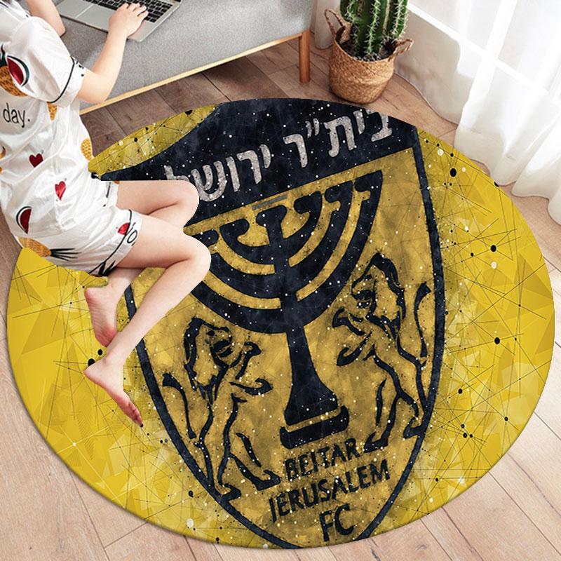 Beitar Jerusalem Round Area Rug,Carpet Rug for Living Room Bedroom Sofa Playroom Decor,Non-slip Floor Mat