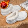 Winter Men's and Women's New Thick Bottom Fleece-Lined Thermal Cotton Slippers Removable and Washable Outer Wear Closed Toe Non-Slip Cotton Hole Shoes