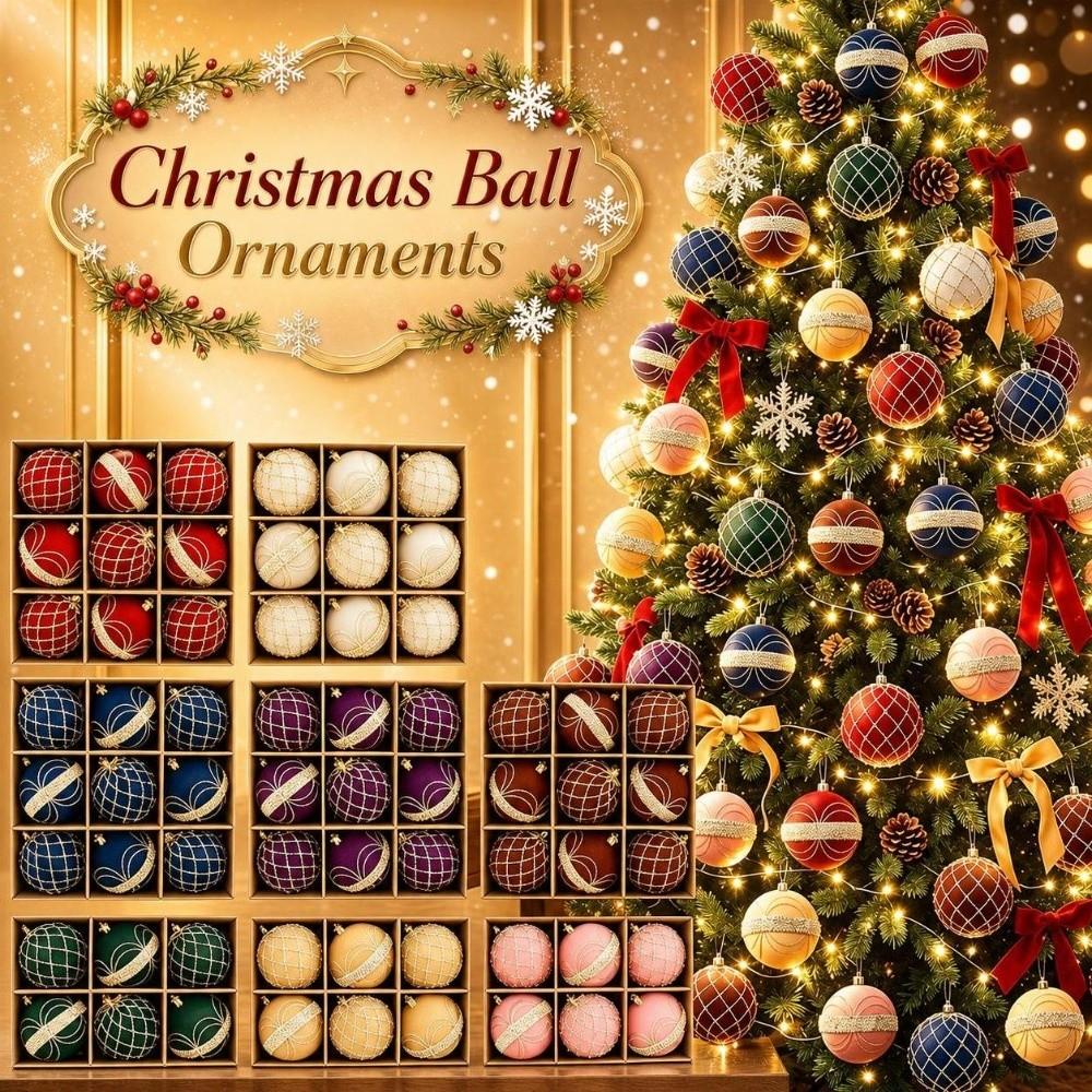 8cm Christmas Ball Ornaments Flocking Holiday Ball Ornaments Christmas Tree Decor