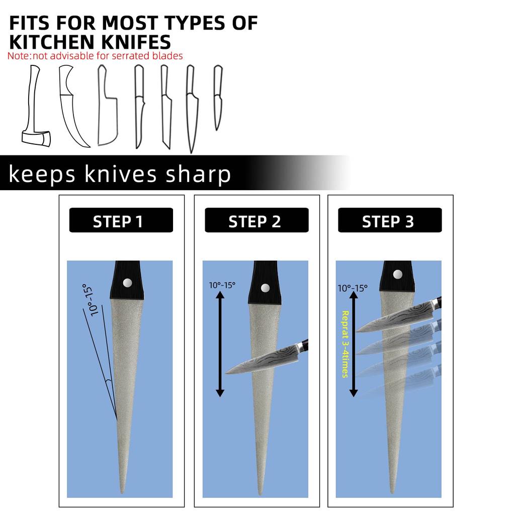 Точилка для кухонных ножей Алмазный конический напильник Точилка для ножей Заточка изогнутой поверхности для ножей Ножницы Хонинговальный брусок Кухонный шлифовальный инструмент