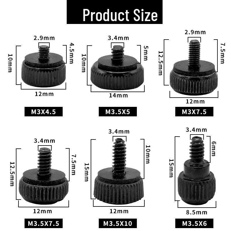 Винты с шайбами, затягиваемые вручную, для прозрачной акриловой боковой панели корпуса компьютера.