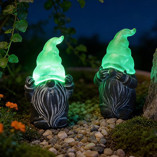 3 Pcs Gnome Garden Hear See Speak Stakes Resin Miniature No Evil Gnome