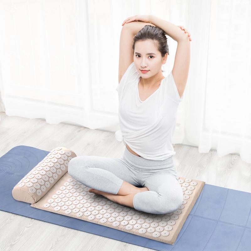 Yoga Acupressure Mat with Head Pillow for Muscle Relaxation and Massage