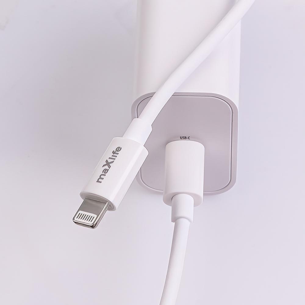 Maxlife Ładowarka Sieciowa Pd Qc Mxtc-06-20C 1X Usb-C 20W Biała + Kabel Usb-C - Lightning 20W