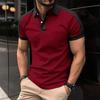 Solid Color Button Polo T-shirt for Men's Fashionable Lapel Button Shirt Street Clothing Summer Short