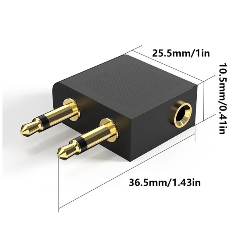 Standard 3.5mm Port Aircraft Headphone Adapter Gold Plated Sound Splitter Wear Resistant 3.5 Headphone Plug Converter