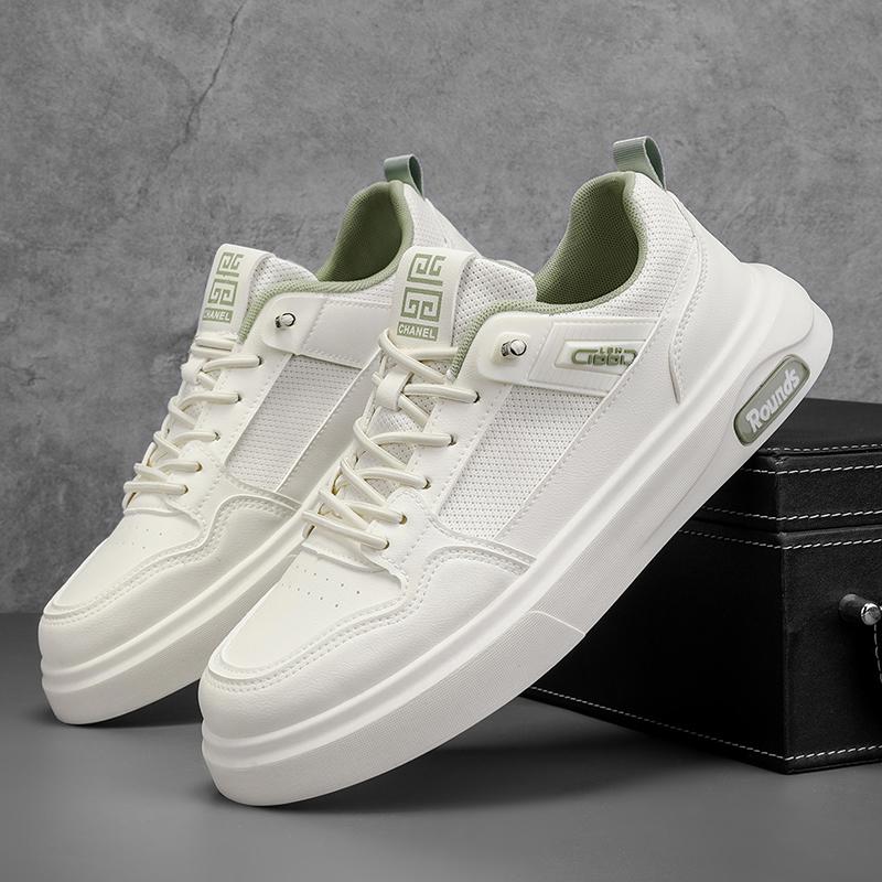 Мода 2025 Новые Трендовые Универсальные Туфли из ПУ Кожи Мужские Новые Белые Туфли Спортивные Повседневные Кеды Модные Удобные Туфли для Ходьбы