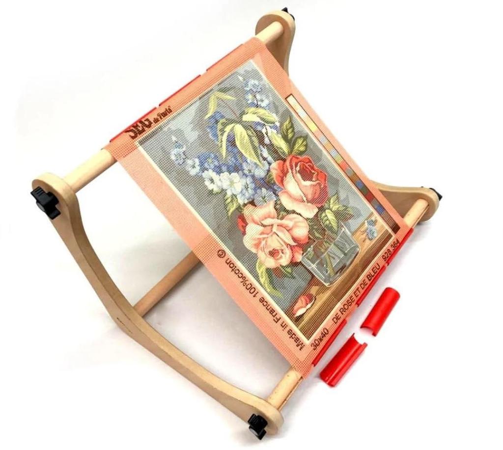 Nurge Adjustable Embroidery Table Cross Stitch Hoop Stand for Wrap or Table Embroidery Hoop Holder Hand Polished Natural Wood Stand, Top, 190-3(30cm)